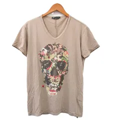 ダニエレアレッサンドリー二 DANIELE ALESSANDRINI Tシャツ カットソー 半袖 Vネック 花柄 スカルプリント ベージュ /KT5のサムネイル