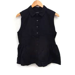 バーニーズニューヨーク BARNEYS NEW YORK ペプラム シャツ ブラウス ノースリーブ 無地 コットン 綿 S ブラック 黒 /FT34のサムネイル