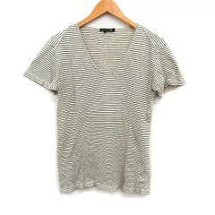 ラグ&ボーン RAG&BONE JEAN ボーダー Tシャツ カットソー Vネック 半袖 綿麻 S オフホワイト 白 /FT4のサムネイル