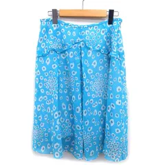 ユーバイウンガロ U by ungaro レオパード柄 シフォン スカート ひざ丈 フレア フリル タック 40 ライトブルー /NT21のサムネイル