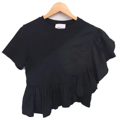 3.1 フィリップリム 3.1 phillip lim カットソー Tシャツ クルーネック 切り替え フリル 半袖 S 黒 ブラック /TTのサムネイル