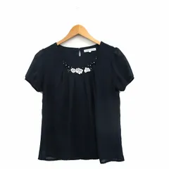 ジャイロホワイト JAYRO white ブラウス シャツ プルオーバー 半袖 装飾品 M ネイビー 紺 /KT1のサムネイル
