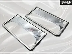★破損無し★ トヨタ 純正 プレステージ ナンバーフレーム ナンバープレート ライセンスフレーム ゴールド メッキ 2枚 前後 08407-00710のサムネイル