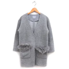 エフデ ef-de ノーカラー コート ロング ニット フォックスファー ウール混 9 グレー /NT23のサムネイル
