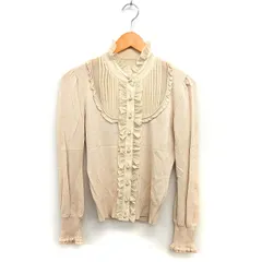 トゥービーシック TO BE CHIC フリル ニット シャツ ブラウス ピンタック シフォン リブ 長袖 2 ベージュ /NT31のサムネイル