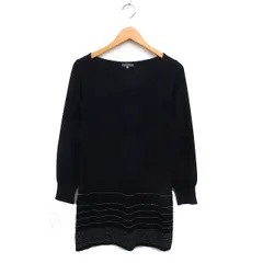 ブラック バイ マウジー BLACK by moussy ヘムボーダー ニット チュニック 長袖 オーバルネック ウール混 F ブラック 黒 /FT7のサムネイル