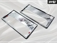 ★破損無し★ トヨタ 純正 ナンバーフレーム ナンバープレート ライセンスフレーム メッキ 2枚 前後セット 08407-00720 08407-00270のサムネイル