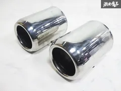 ★カスタムに/ドレスアップに★ 社外 汎用 ステンレス製 マフラーカッター エンド 砲弾 左右出し 全長 約115mm 外径 約85mm 差込口 約83mmのサムネイル