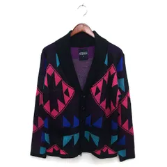 ジョイリッチ JOYRICH LOSANGELES カーディガン ニット 幾何学模様 リブ ショールカラー 長袖 M 黒 ブラック /NT17のサムネイル