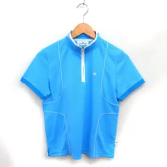 クレージュ courreges sport futur テニスウェア ポロシャツ ロゴ リブ モックネック 半袖 40 ライトブルー /NT31のサムネイル