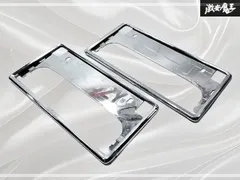 ★破損無し★ トヨタ 純正 ナンバーフレーム ナンバープレート ライセンスフレーム メッキ 2枚 前後セット 08407-00720 08407-00272のサムネイル