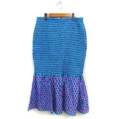 ジェイクルー J.CREW シャーリング マーメイド スカート マキシ コットン 綿 花柄 サイドジップ 12 青 ブルー /NT30のサムネイル