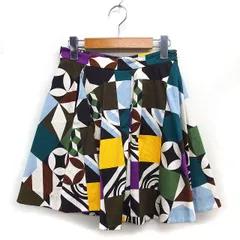 エムエスジーエム MSGM 幾何学模様 フレア ミニ スカート パッチワーク柄 プリント サイドジップ 40 マルチカラー /NT8のサムネイル