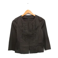 アナイ ANAYI ノーカラージャケット 七分袖 コットン シンプル 36 ブラウン 茶 /KT19のサムネイル