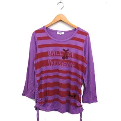 ソニア ソニアリキエル SONIA SONIA RYKIEL プリント ボーダー ロゴ プリント Tシャツ カットソー 長袖 サイドドロスト 44 パープル 紫 /FT7のサムネイル