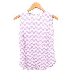 エキプモン EQUIPMENT カットソー ブラウス ハート柄 シルク プルオーバー ノースリーブ XS ピンク ネイビー 紺 /TTのサムネイル