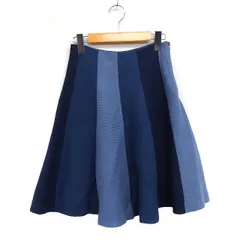 ビーミングバイビームス B:MING LIFE STORE by BEAMS 配色 ニット フレアスカート ひざ丈 ウール混 M ネイビー 紺 ブルー 青 /FT27のサムネイル