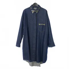 エムエムシックス メゾンマルジェラ MM6 Maison Margiela スタッズ デニムシャツ 長袖 ロング丈 オーバーサイズ サイズ38 インディゴ ブルー 青 S32AA0127のサムネイル