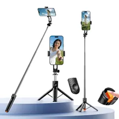 自撮り棒 軽量 スマホスタンド 三脚 長さ20cmのタイトな収納 重さわずか172グラム 携帯 三脚 リモコン付き iphone  android対応 スマホスタンド スマホ じどり棒 軽量 iphone 卓上 100cm6段階伸縮 携帯スタンド 折りたた 1のサムネイル