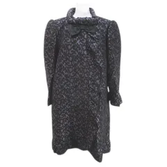 ニナリッチ NINA RICCI コート ミドル丈 絹 シルク混 9 紫系 パープル リボン スナップボタン 毛 ウール 裏地 総柄のサムネイル
