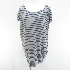 アメリカンラグシー AMERICAN RAG CIE ボーダー 半袖 カットソー チュニック 麻 リネン F 灰系 グレー 日本製のサムネイル