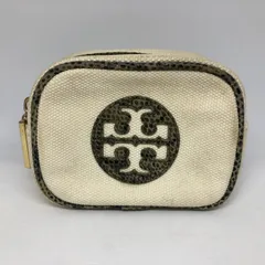 E804　Tory Burch　トリーバーチ　ポーチ　キャンバス　アイボリーのサムネイル
