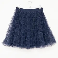 Christian Dior クリスチャンディオール チュールスカート ティアード フリル フレア ポリエステル ネイビー イタリア製 レディース 36 b02338のサムネイル