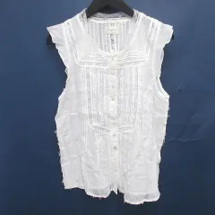 アングリッド UNGRID ノースリーブ ノーカラーシャツ ブラウス F 白系 ホワイト レース 刺繍 シースルー 透け感のサムネイル