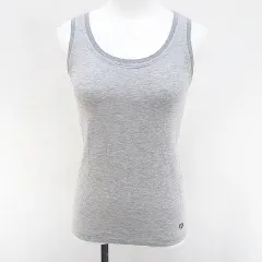 レコパン LES COPAINS BLUE ノースリーブ カットソー 38 灰系 グレー ストレッチ ハート ラインストーンのサムネイル