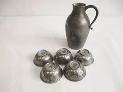 錫製 すず 酒器セット 徳利 チロリ 5つ お猪口 食器 記念品のサムネイル