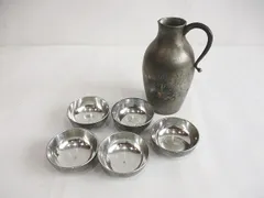 錫製 すず 酒器セット 徳利 チロリ 5つ お猪口 食器 記念品 セットのサムネイル