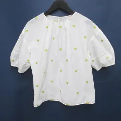 マッキントッシュフィロソフィー MACKINTOSH PHILOSOPHY クローバー柄 半袖 カットソー 34 白系 ホワイト シースルー 透け感 刺繍のサムネイル