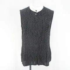 フィロソフィーディアルベルタフェレッティ PHILOSOPHY di ALBERTA FERRETTI 水玉 ドット ノースリーブ ノーカラーシャツ ブラウス 絹 シルク 40 黒系 ブラック イタリア製 ボタンのサムネイル