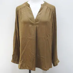 N.Natural Beauty Basic N.ナチュラルビューティーベーシック 長袖 シャツ ブラウス M 茶系 ブラウン 無地 光沢 ギャザーのサムネイル