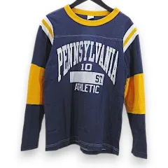 ビームスボーイ BEAMS BOY 長袖 Tシャツ スポーツウエア ボーイズサイズ 紺系 ネイビー 文字プリント クルーネック カナダ製 のサムネイル