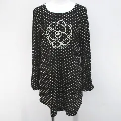 インゲボルグ INGEBORG ドット柄 長袖 カットソー チュニック 4 黒系 ブラック ロゴ プリント 日本製のサムネイル