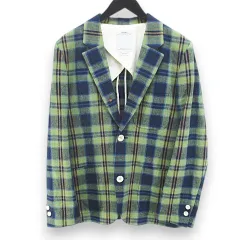 ビズビム VISVIM 0112105013022 チェック柄 テーラード ジャケット 背抜き 2 緑系 グリーン 日本製 裏地のサムネイル