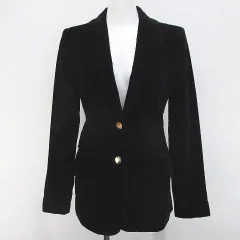 ドルチェ&ガッバーナ ドルガバ DOLCE&GABBANA ベロア ジャケット 38 黒系 ブラック テーラード ヒョウ柄 裏地 ボタン イタリア製のサムネイル