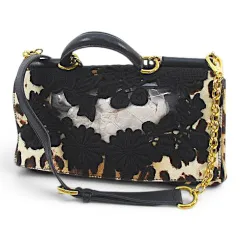 ドルチェ&ガッバーナ ドルガバ DOLCE&GABBANA ハンド ショルダー 2WAY バッグ クロスボディ 斜めがけ チェーン フラワーステッチ レオパード ハラコ マルチカラーのサムネイル