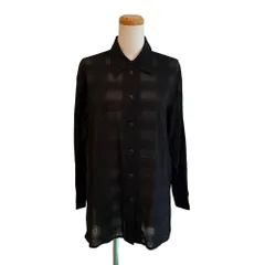 ダックス DAKS シャツ シアーチェックシャツ 長袖 レギュラーカラー  黒 ブラック /EH ■ECF006のサムネイル