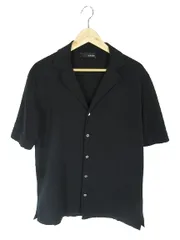 ラルディーニ LARDINI SH707 オープン カラー ニット シャツ 半袖 ボタン 無地 ブラック サイズ48 QQQのサムネイル