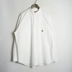 国内正規 24SS Supreme シュプリーム Loose flannel oxford shirt クラウン刺繍 ロゴ 長袖 オックスフォード シャツ 白 サイズL 3440Q♪のサムネイル