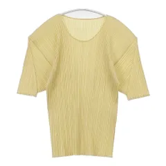 PLEATS PLEASE ISSEY MIYAKE プリーツ加工 半袖ブラウス プルオーバー サイズ3 ポリエステル 半袖Ｔシャツ カットソー イエロー レディース プリーツプリーズ【中古】6-0721S△のサムネイル