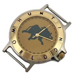 不動 HUNTING WORLD ハンティングワールド 腕時計 ブラウン文字盤 ゴールド 3針 クォーツ QZ 【y68】
