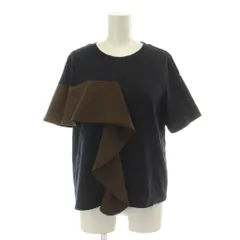 マルシャルテル MARECHAL TERRE Ruffle T-shirt Tシャツ 2 紺 ネイビー 茶色 ブラウン ラッフル 半袖 ラウンドネック ZMT193CT935 /DU31のサムネイル