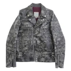 COMME des GARCONS コムデギャルソン UCQ9208 UNDERCOVER アンダーカバー 25周年記念 スカルロゴ ダブル ライダースジャケット グレー系 2【中古】のサムネイル