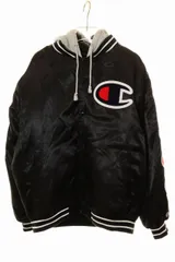 シュプリーム SUPREME × CHAMPION HOODED SATIN VARSITY JACKET BLACK S フーデッド サテン バーシティ ジャケット ブラック 【ブランド古着ベクトル】【中古】☆AA★260731のサムネイル