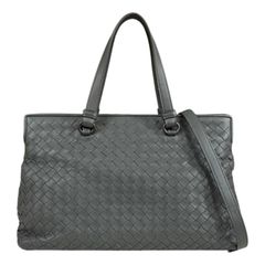 ボッテガヴェネタ イントレチャート ショルダーバッグ レザー 598198 グレー レディース BOTTEGAVENETA 中古 ボッテガヴェネタ