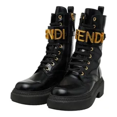 フェンディ - レースアップ バイカーブーツ サイズ37 ブラック ゴールド レザー レディース FENDI【1-0281117】のサムネイル