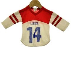 【中古】　Levi's　ゲームシャツ　80s vintage　80年代　OLD　長袖　トップス　Vネック　メッシュ　ブランドロゴ　プリント　USA製　アメカジ　古着　/9501のサムネイル